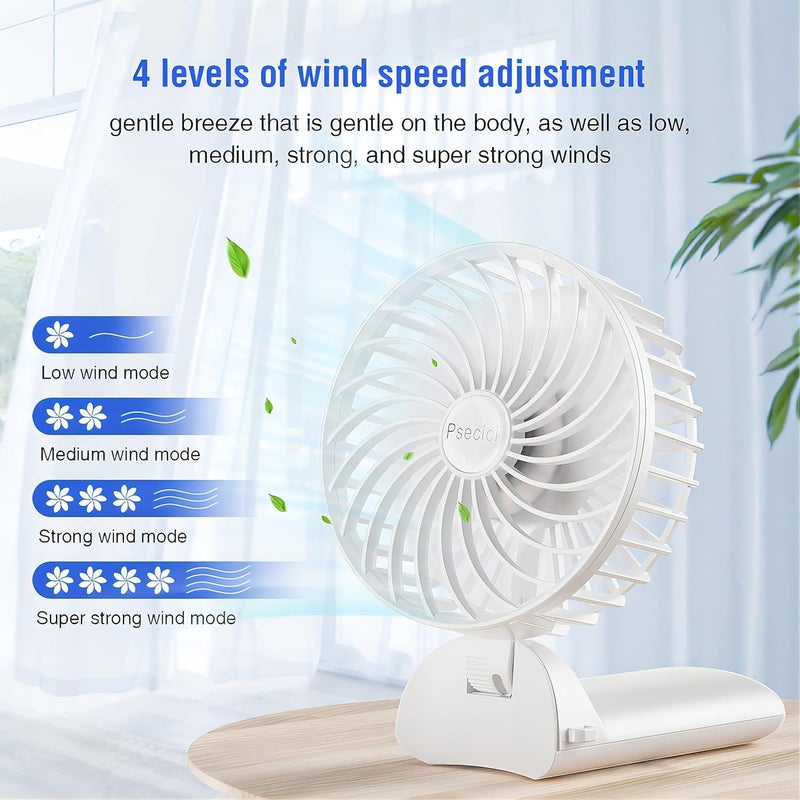 Psecici Handheld Fan, Mini Portable Personal Fan with lanyard, 4 Speeds Level 180° Foldable Design for Desk/Travel/Office/Outdoor - Image 3